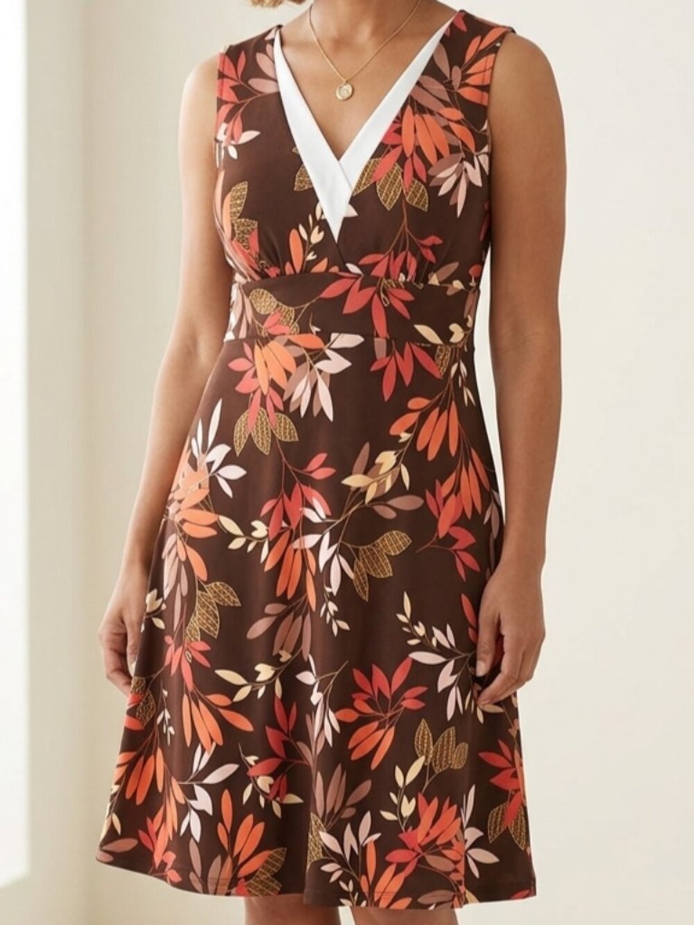 Just In Thyme Floral V-Neck Sleeveless Empire Waist A-Line Dress